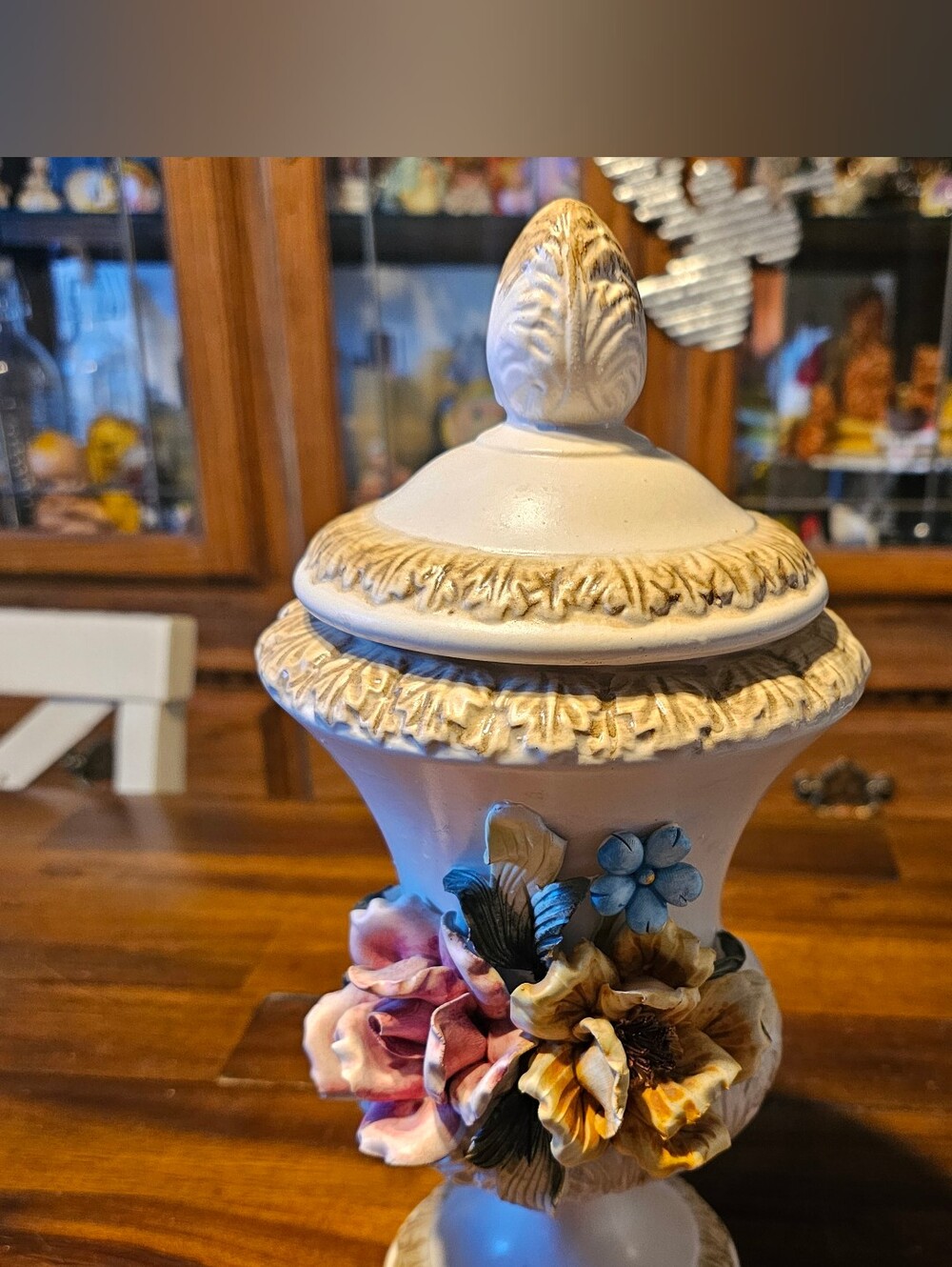 Capodimonte Porcelain Urn with Floral Accents